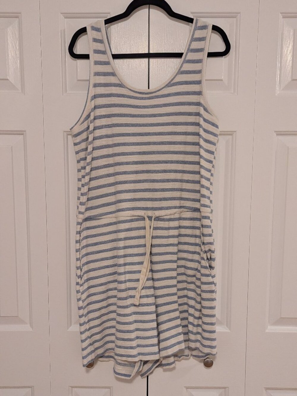 Old Navy Blue & White Striped Terry Romper – XL – Sleeveless Lounge Outfit